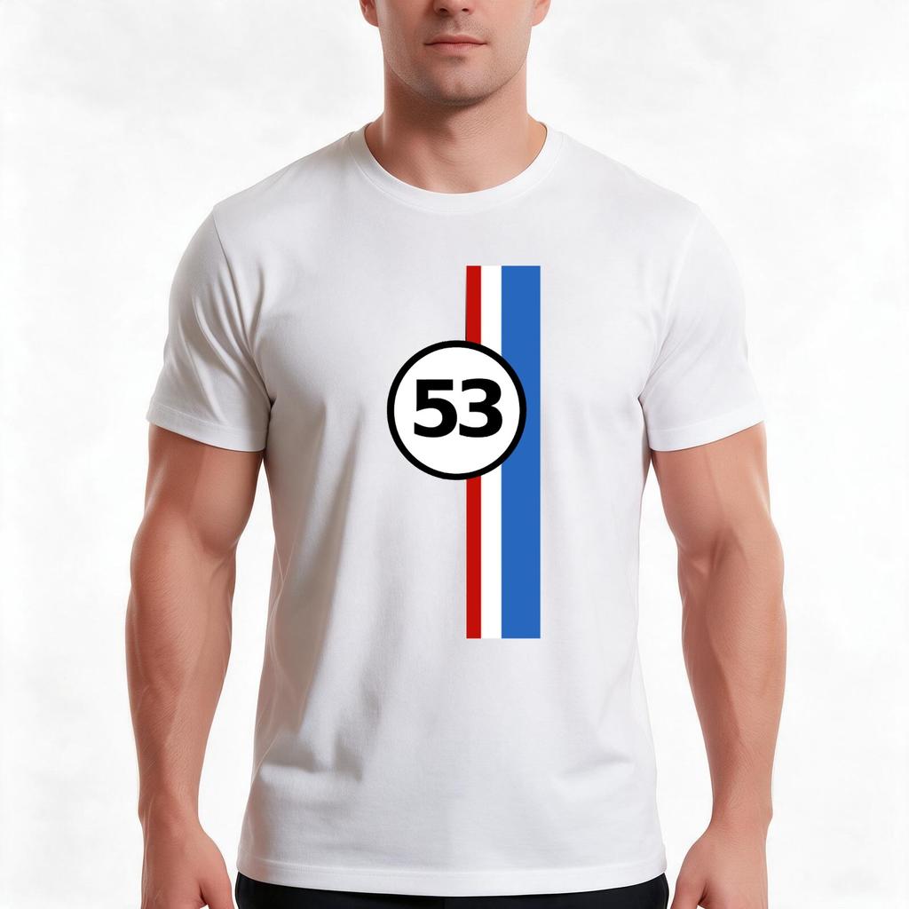 Herbie 53 Tshirt Summer Casual Cotton Tee Oversized Streetwear Tops Vintage Graphic Print Loose Fit Short Sleeve