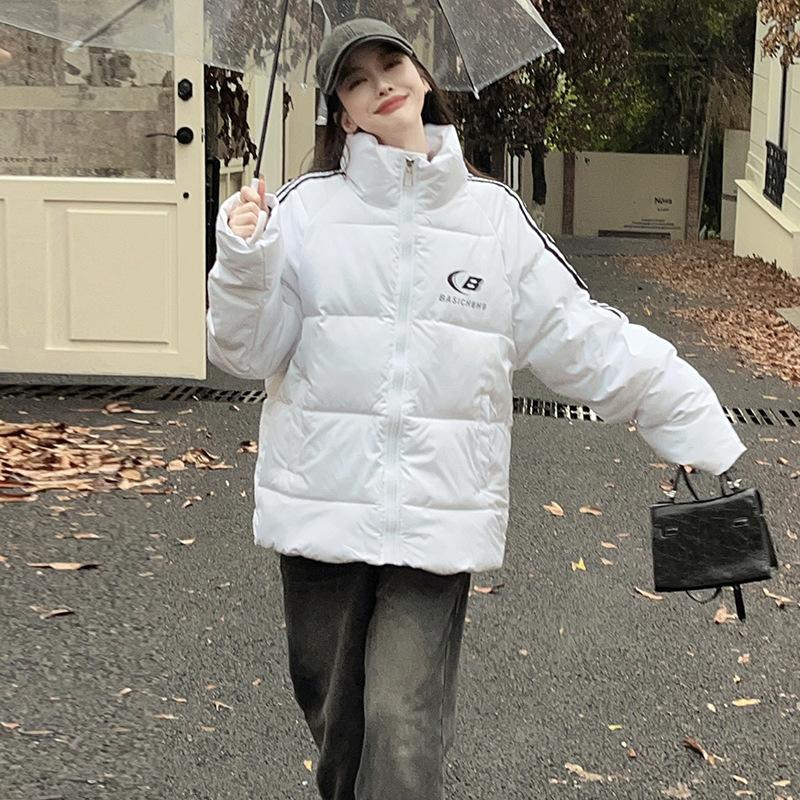 

2025 American print striped cotton clothes for women in autumn and winter thickened couples bread jackets for women XL