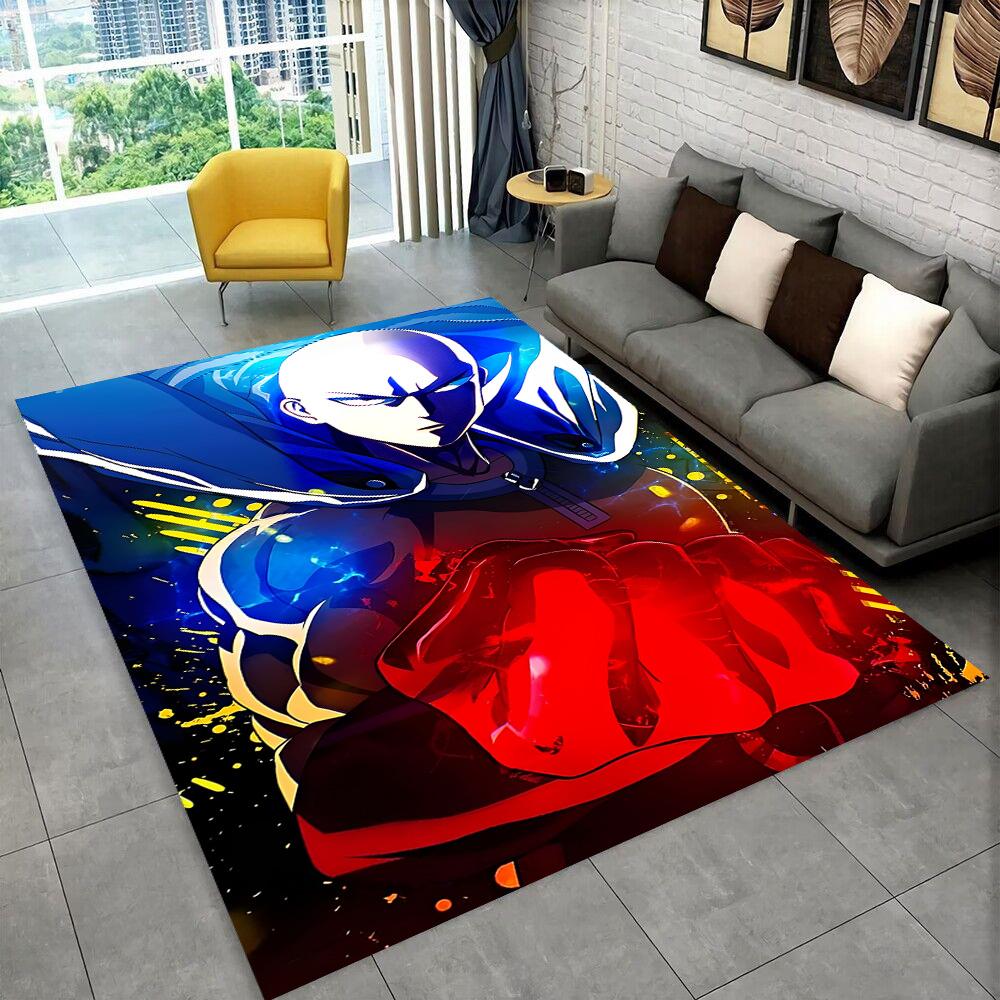 3D One Punch Man Saitama Cartoon Anime Teppich für Wohnzimmer Schlafzimmer Zuhause Sofa Dekoration, Kinder Spiel Rutschfeste Bodenmatte
