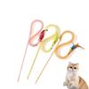 Durable Feather & Bell Cat Teaser with Long Handle: Elastic Mesh Tube for Self-Entertainment