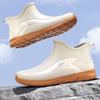 Trendy men's short rain boots, black urban men's water boots, non-slip wading boots, men's waterproof rubber shoes, khaki men's shoes, water shoes