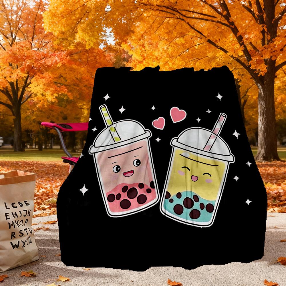 Bubble Tea Outdoor Flannel Blankets, Outdoor travel, Home Blankets, Fan Gifts,Suitable for All Seasons, Christmas Gifts. R1127094