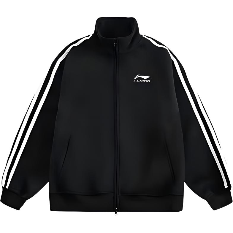 Li Ning Sweatshirts Men s Black Crew Neck Moderate Cardigan YWDU543-1 3XL