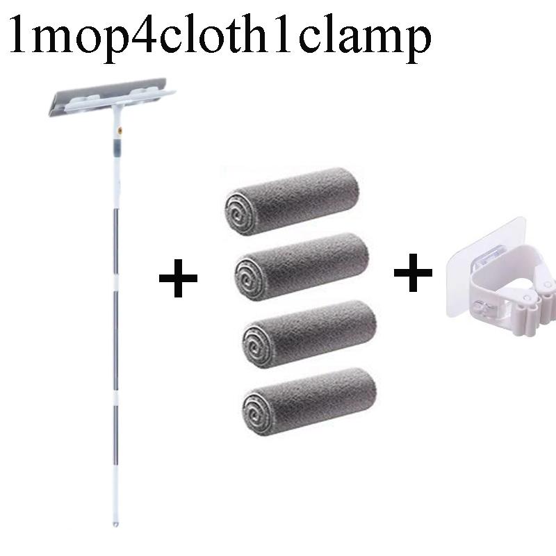 2-in-1 Telescopic Glass Wiper Multi-Functional 180° Ratation with Scraper Mop for Bathroom Outdoor Extended Window Cleaning Tool