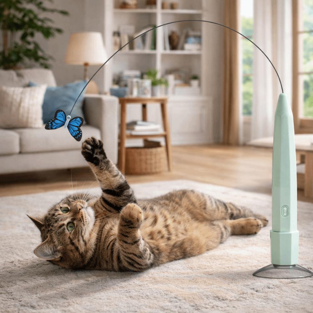 Suction Cup Base Automatic Cat Teaser USB Rechargeable Interactive Pet Toy  Kitten Play