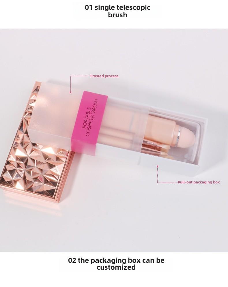 Přenosná sada zatahovacích štětců na make-up: Štětce na oční stíny, korektor a tvářenku