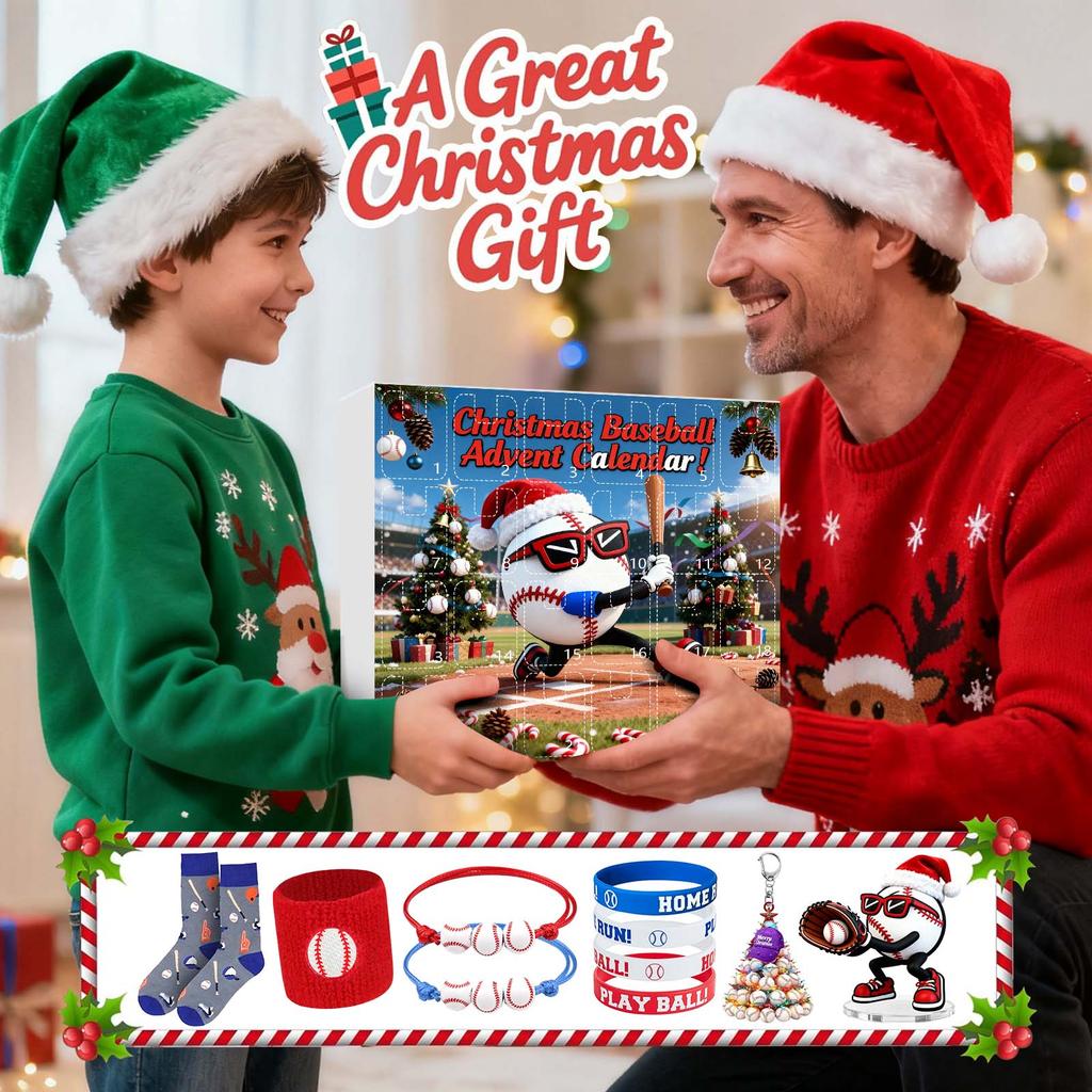 23d Weihnachts-Adventskalender, Baseball-Spielzeug für Kinder und Jugendliche, Überraschungs-Geschenkboxen für Jungen, Mädchen und Jugendliche, Baseball-Zubehör und Dekorationen