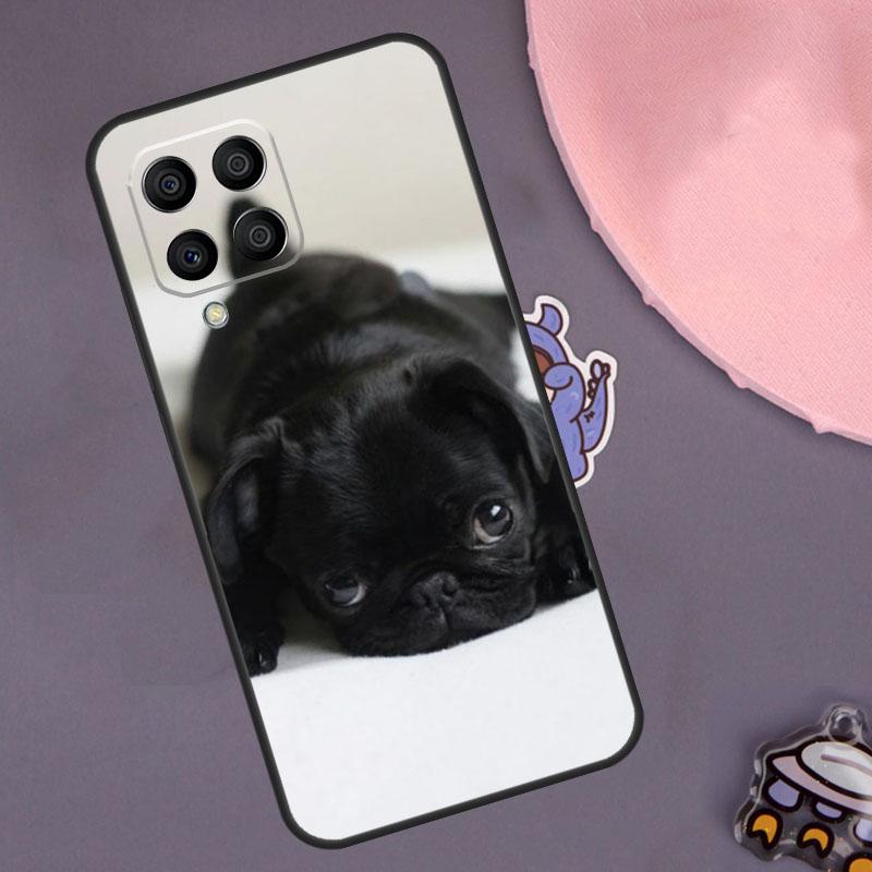 Cute Black Pug Dog Case For Samsung Galaxy M33 M53 M13 M23 M21 M31 M51 M30s M20 M14 M34 M54 M55 M12 M32 M52