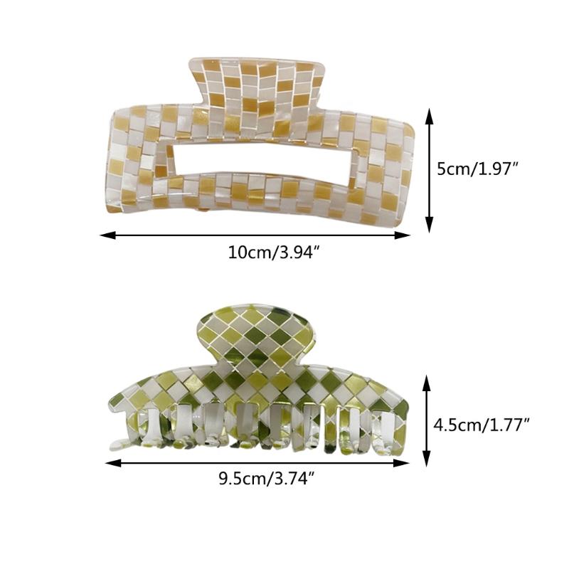 Multicolor Plaid Hair Claw French Design Non Slip Acetate Hollow Hair Barrettes Ponytail Decoration Fashion Hair Props