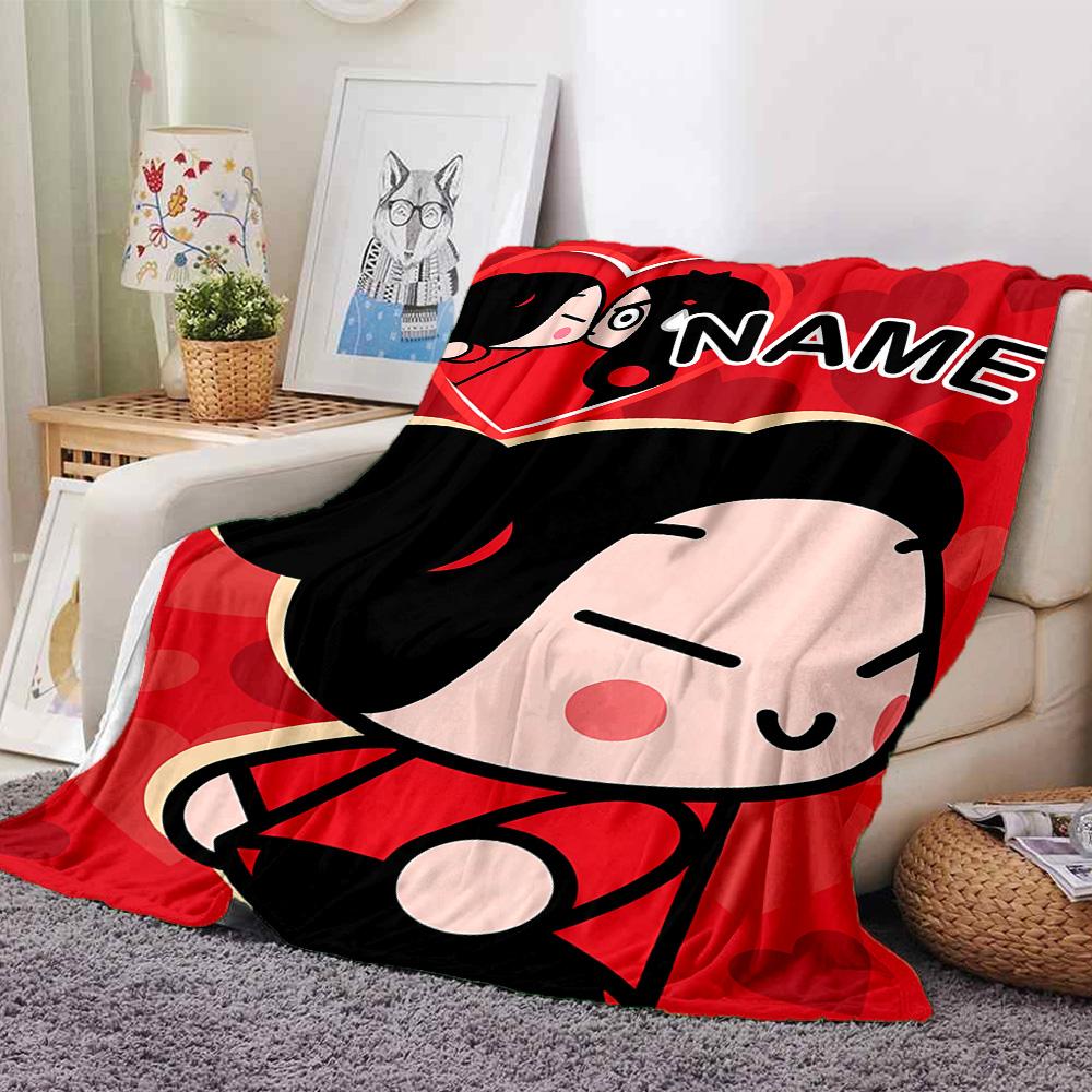 Customizable PUCCA1 Throw Blanket – Personalized Name, All-Season Cozy Snug Blanket, Machine Washable, Personalized Blanket