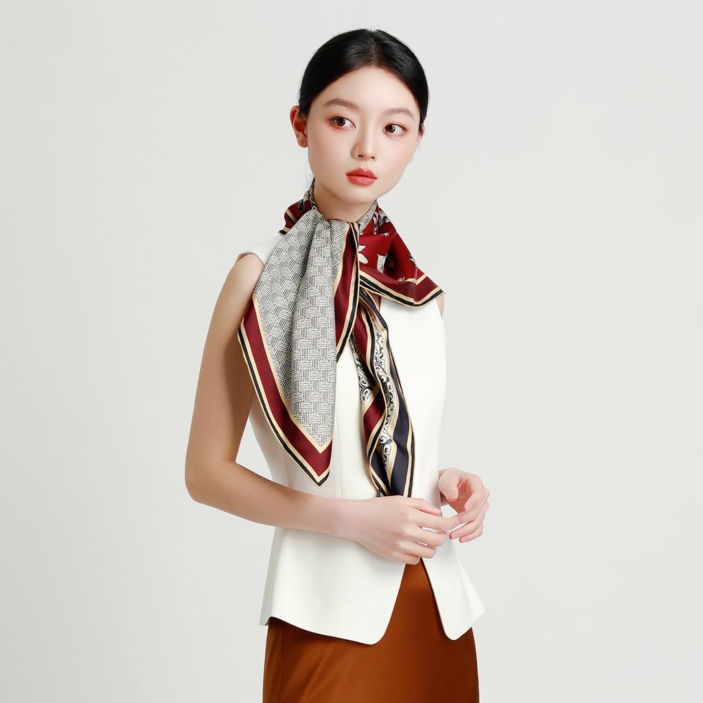 16mm 100% mulberry silk double-sided printing exquisite handmade rolled edge elegant silk scarf scarf for women