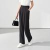 Women's Black Straight Wide-Leg Business Suit Pants