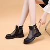 Damen Stiefeletten mit niedrigem Absatz, große Größen, Leder-Netz-Kombination, Frühling/Sommer, dicke Sohle, rutschfest, runde Spitze, leicht, atmungsaktiv, coole Stiefel