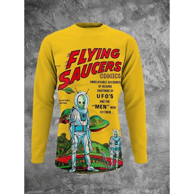 

Модные повседневные мужские футболки с 3D-принтом в виде черепа, с длинным рукавом - Мягкая полиэстеровая ткань средней эластичности, одежда свободного кроя для весны и осени 5XL