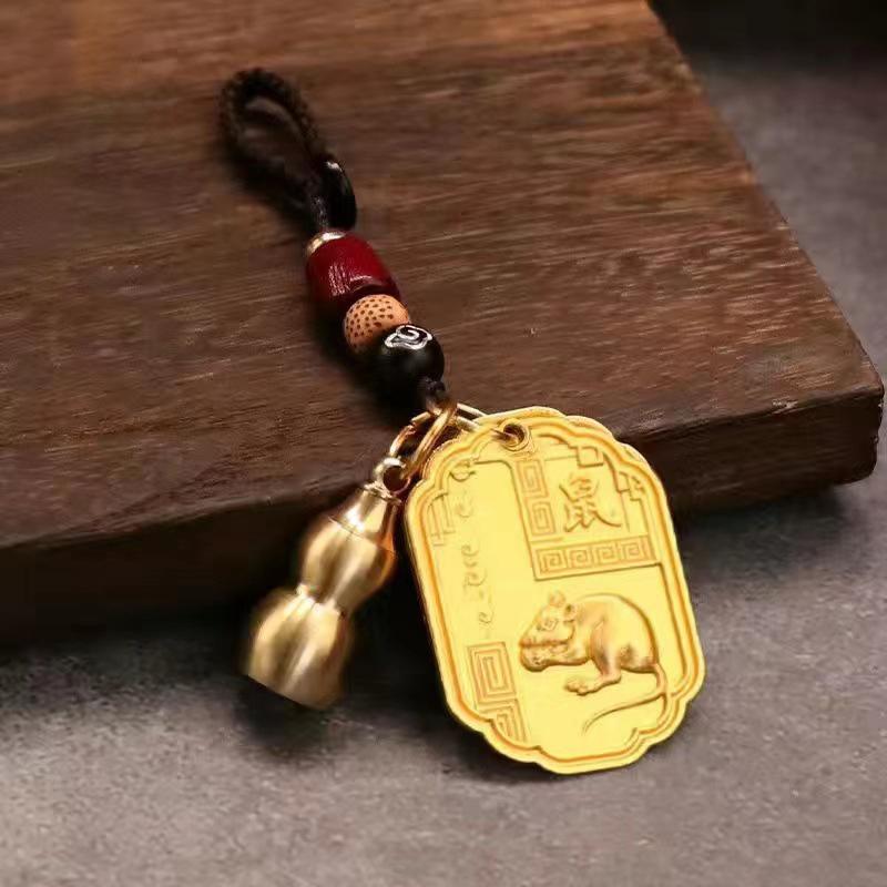 Blessed By Heavenly Officials Peace Bronze Medal Pendant Car Keychain Lucky Charms Talisman Pendant Backpack Decoration