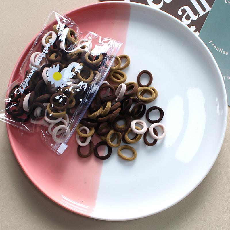 100 Stück/Lot Elastische Haargummis für Kind Mädchen Gummiband Weiß Schwarz Bunt Kleine Haargummis Stirnband Baby Accessoires