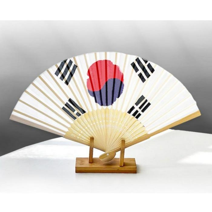 Premium Korean Traditional Taegeuk Folding Hand Fan – Set of 2