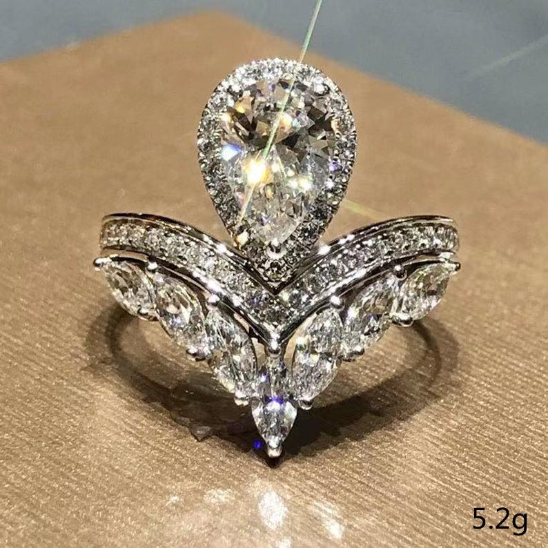 Viya Is On Sale, Popular Geometric Crown, Water Drop, Horse Eye, Zircon, Pear-Shaped Ring, Direct Supply.