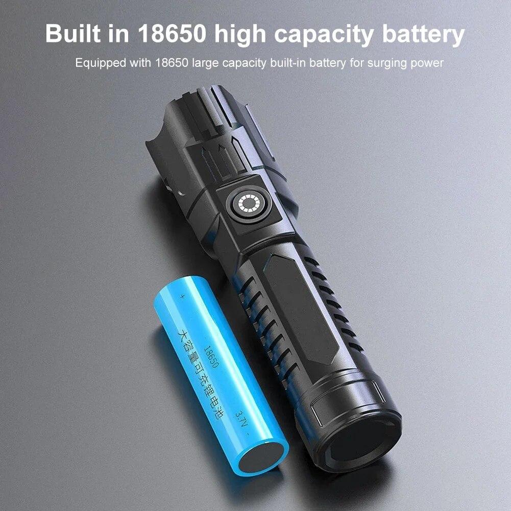 Camping LED Flashlights 150LM Portable High Power Light 3 Modes Rechargeable Daily Waterproof Hiking Outdoor Survival Tools
