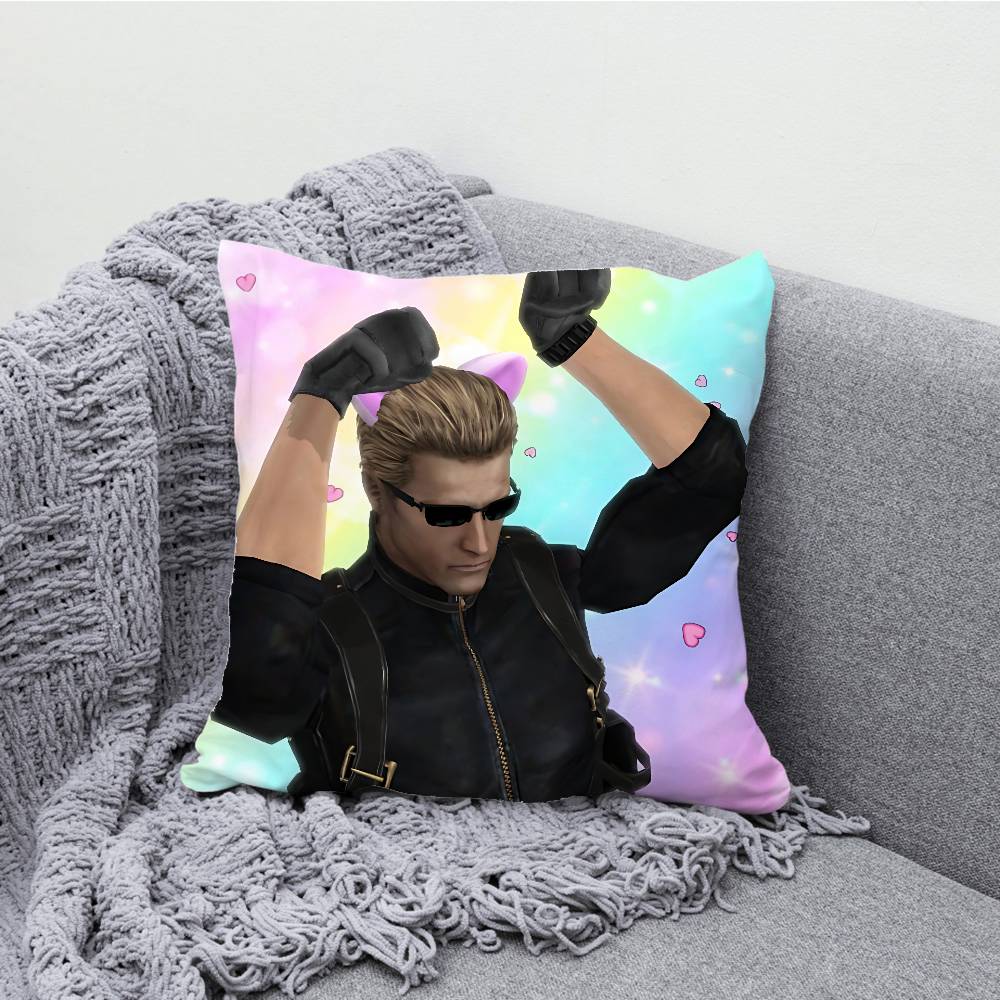 A-Albert W-Wesker Pillow Case Print Polyester Fiber 40X40 cm Home Sofa Throw Cushion Cover Decoration