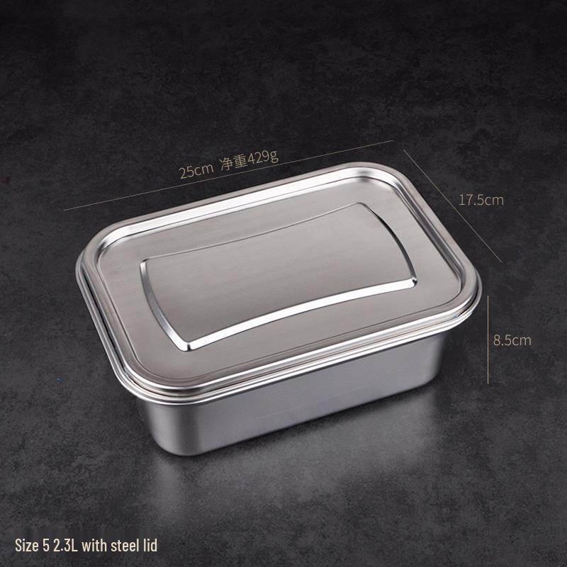 304 Stainless Steel Large Rectangular Food Storage Container for Kitchen and Refrigerator