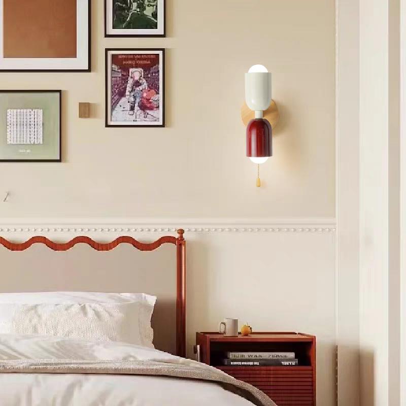 Nordic Wooden Wall Lamp Minimalist Cream Zipper Decorative Lighting For Bedroom Bedside Living Room Hallway Indoors Illumination