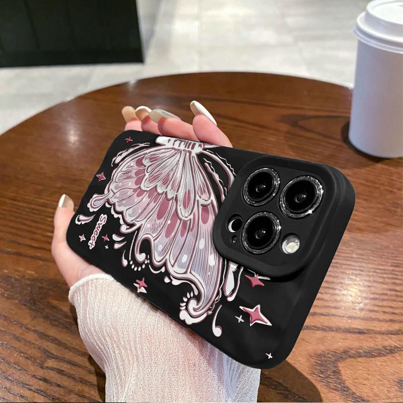 Surface Wrinkles and Unevenness Phone Shell Butterfly Wing Printed Protective Matte TPU Cover Soft Silicone Case