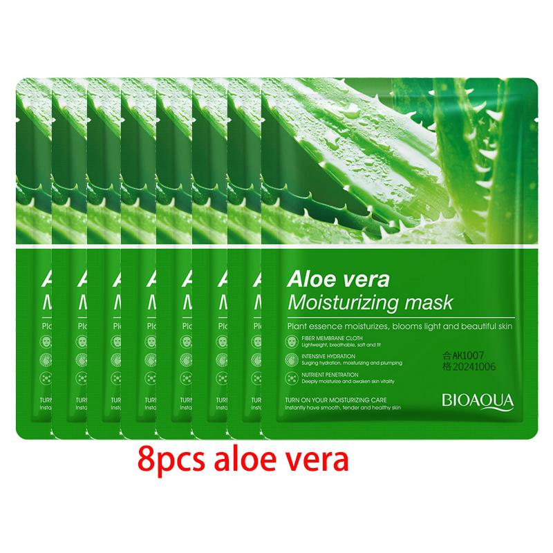 8pcs Face Mask Natural Fruit Plant Moisturizing Oil-Control Blueberry Orange Strawberry Rose Facial Masks Skin Care Cosmetics