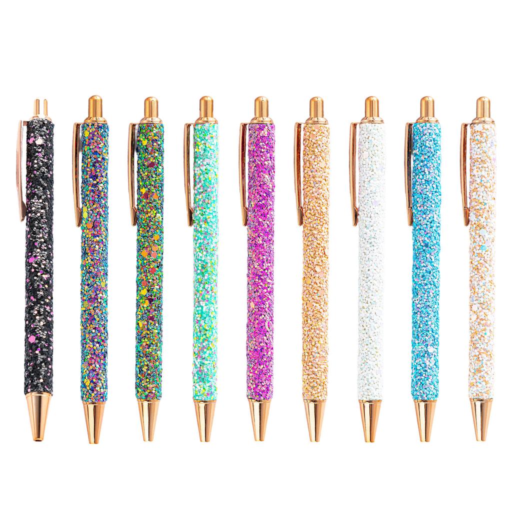 Fancy Pen for Women Girl Glittery Colorful Ballpoint Pen Sequins Journaling Pen Metal Retractable Pen 1.0mm Sequins Pen