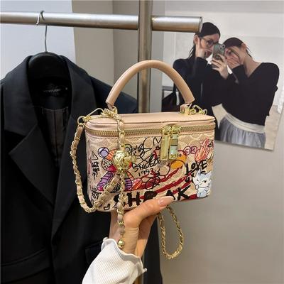 Premium Printing Bucket Bag, New Fashion Women's Bag, Lunch Box Bag, Contrasting Color, One Shoulder Crossbody Handbag, Bag, Woman