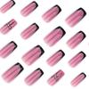 Black French False Nails With Bowknot Design 24 Pieces Resin Comfortable Fit For Women