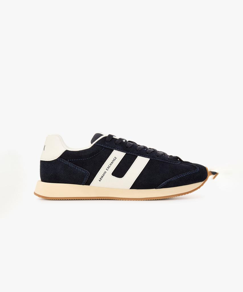Armani Exchange Men'S Logo Patch Suede Sneakers _Dark Navy_A416175006