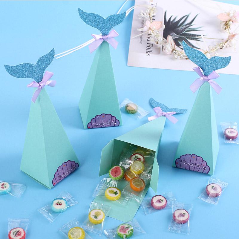 Buy Little Mermaid Kids Favor Case 10Pcs Gift Boxes Blue Wedding Party ...