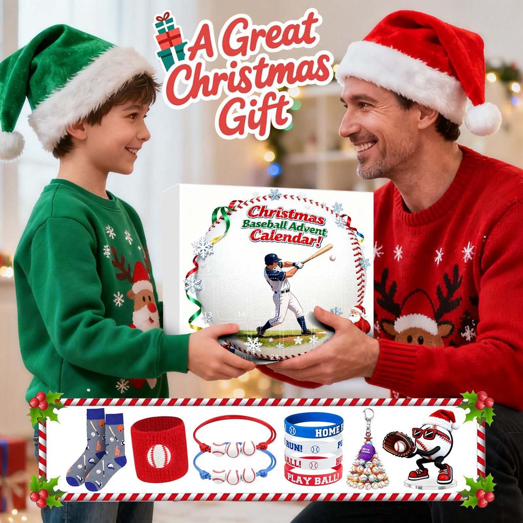 3D Baseball Zubehör Überraschungsbox Weihnachts-Adventskalender Baseball Spielzeug Überraschungsgeschenkboxen für Weihnachtsdekorationen Socken