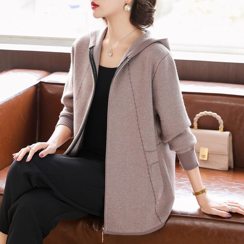 

Women s Hooded Knitted Cardigan Jacket L