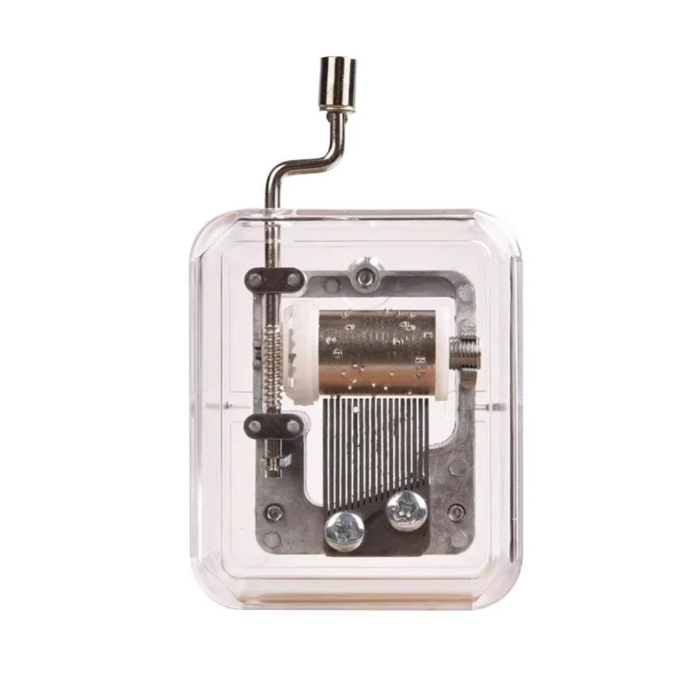 Creative Acrylic Transparent Mini Music Box Clockwork Spring Square Dancer Music Box Random Song Clockwork Music Box Gift