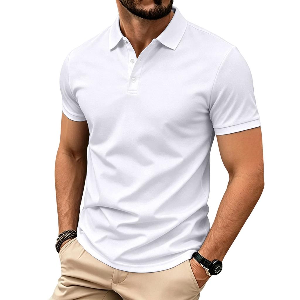 Men's Classic Fit Short Sleeve Polo Shirt with Breathable Quick Dry Fabric and Turn Down Collar for Casual or Sportswear