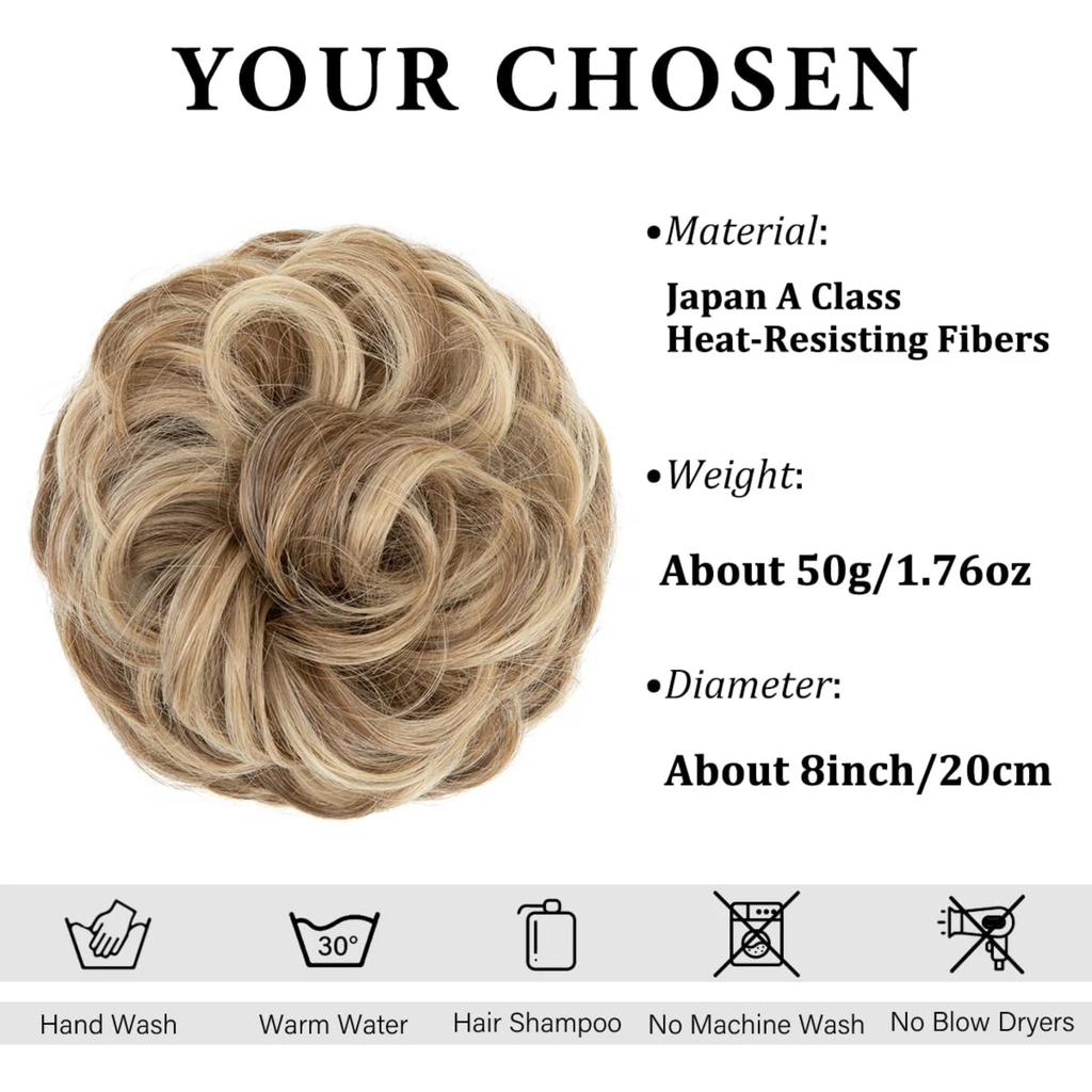 Bun Hair Piece Wavy Clip In Hair Extension for Thick Updo