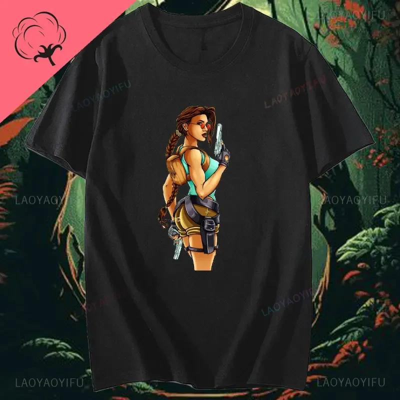 Tomb Raider Lara Croft Unisex Printed Cotton Tshirt Action Adventure Game Fan Graphic Tee Streetwear Casual Top For Gamers