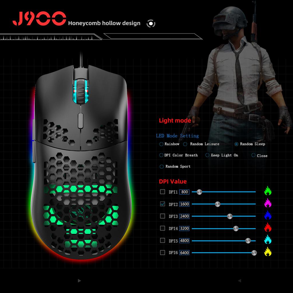 Cave Mouse RGB Luminous Macro Programming Game Mouse With 6 Buttons To Turn Off Lights, Supports Various Wired Mice
