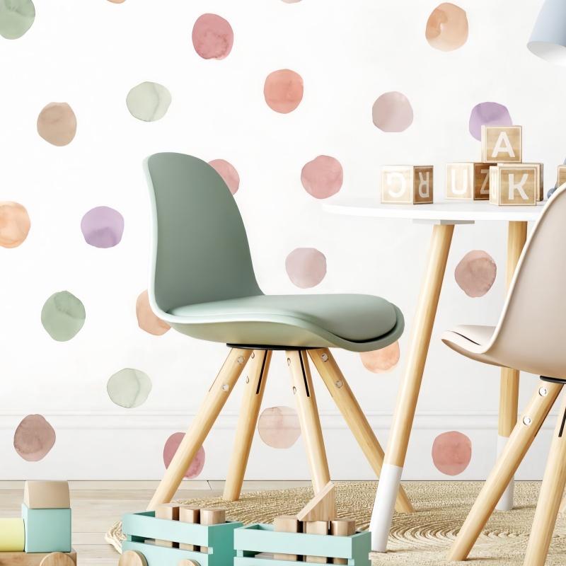 3 pieces/set of dot shaped wall stickers, modern color block PVC wall stickers, watercolor dot stickers for home decoration,