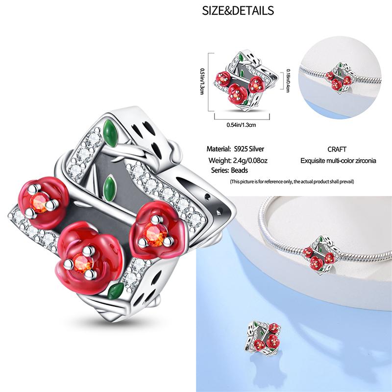 100% Copper Exquisite Tarot Cards Bracelet Pendants Blood Red Fire Snake Rose Charms Beads Diy Jewelry For Women