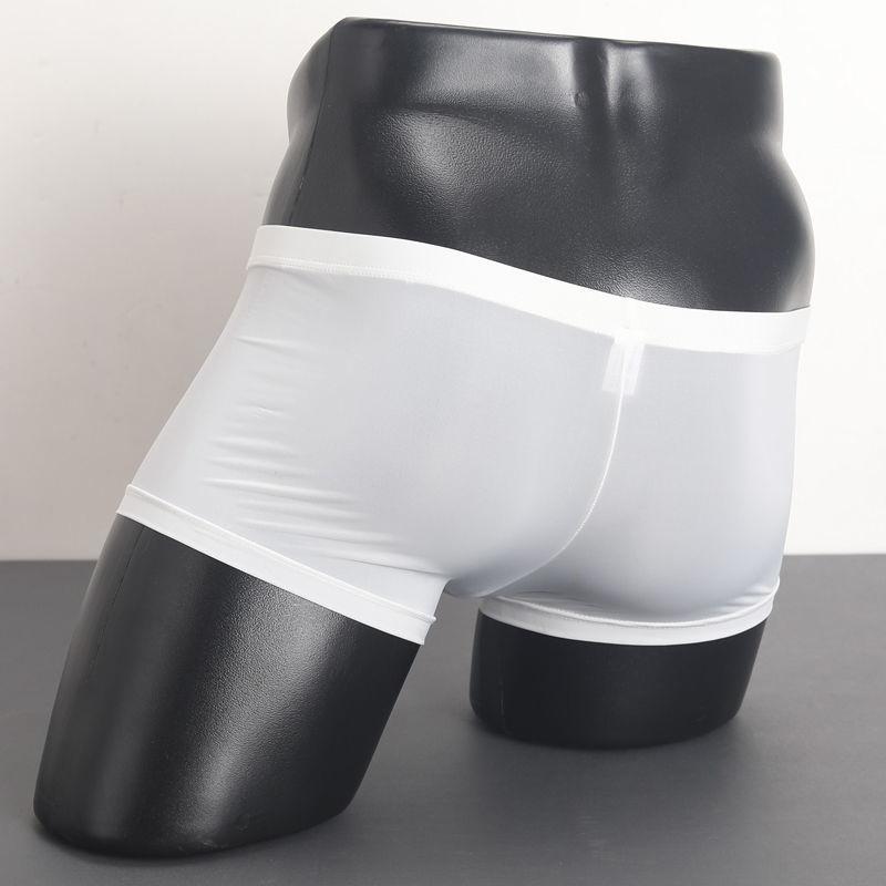 2pcs Solid Color Boxer Shorts Men Seamless Nylon Ice Silk Underwear U Pouch Male Panties Plus Size M-XXL