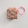 Ins Pink Biscuit Cartoon 3d Relif Round Keychain Earphone Case For Apple Airpod 2 3 Pro 2nd 1 Wireless Bluetooth Charging Box