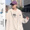 Men's Trendy Hooded Waffle-Weave Zip-Up Cardigan Sweatshirt for Spring/Autumn Hong Kong Style