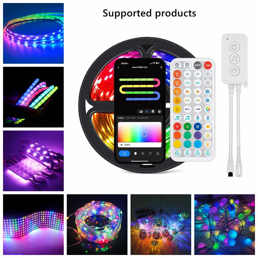 Tuya WiFi Dreamcolor SPI 2811 LED Music Controller with 44-Key Remote & External Microphone.