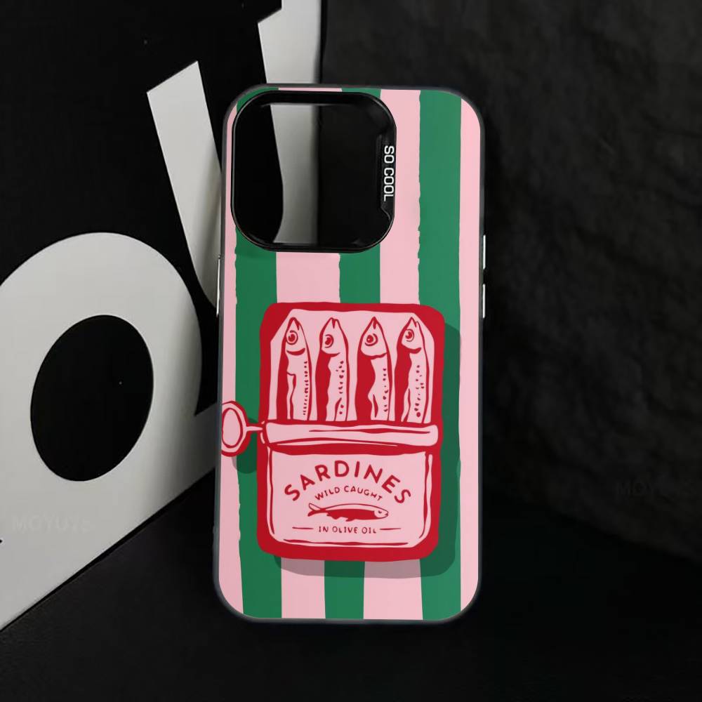 S-Sardinen F-Fisch Kunst Handyhülle Für iPhone 17,16,15,14,13,12,11 Plus,Pro Max,XS,Bunte Silber Schwarz Hülle
