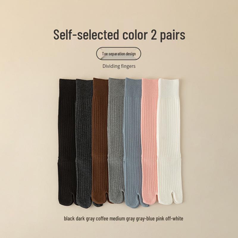 Women's Split Toe Over Knee Slimming Socks - Spring Autumn Cotton Two Toe Long Socks