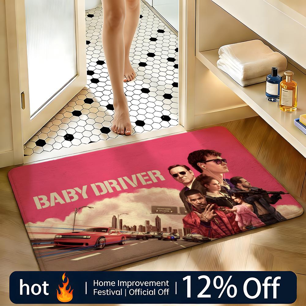 Soft Absorbent Non-Slip Rug Movie Baby Driver Floor Mat Home Decor Doormat Bedroom Floor Mat Shower Carpet