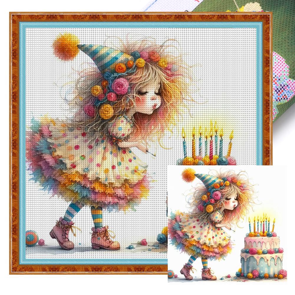 Plná vyšívací nit z ekologické bavlny 11CT Sada dívčích křížkových stehů s potiskem Art